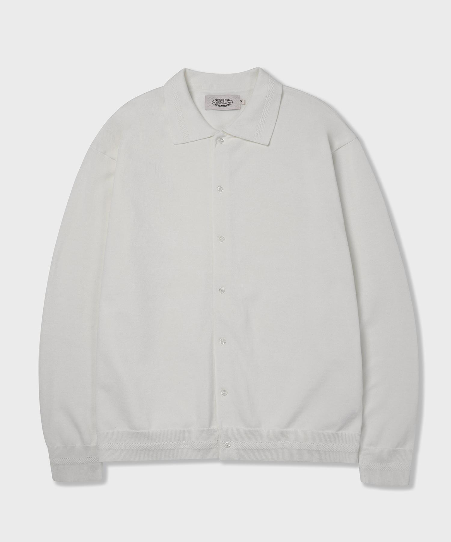 Amphist Essential Long Sleeve Knit Shirt Cream Medium