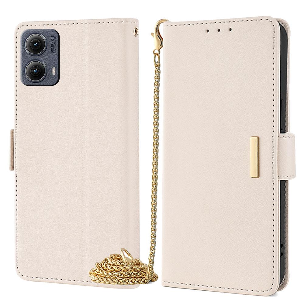 

For Motorola Edge (2024) 5G Case PU Leather Wallet Stand Phone Cover with Crossbody Shoulder Strap A