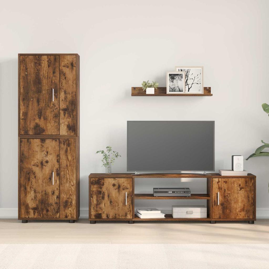 TV Cabinet Set 4 pcs Smoked Oak Engineered Wood
