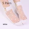 5 Pairs Socks Women Spring/summer Thin Cute Cartoon Ribbed Crystal Silk Women's Socks Glass Silk Women's Socks
