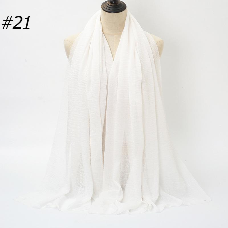 New Pleated Monochrome Cotton Solid Color Scarf, Naturally Pleated Human Cotton Hair Beard Edge Large Size Women's Headscarf B