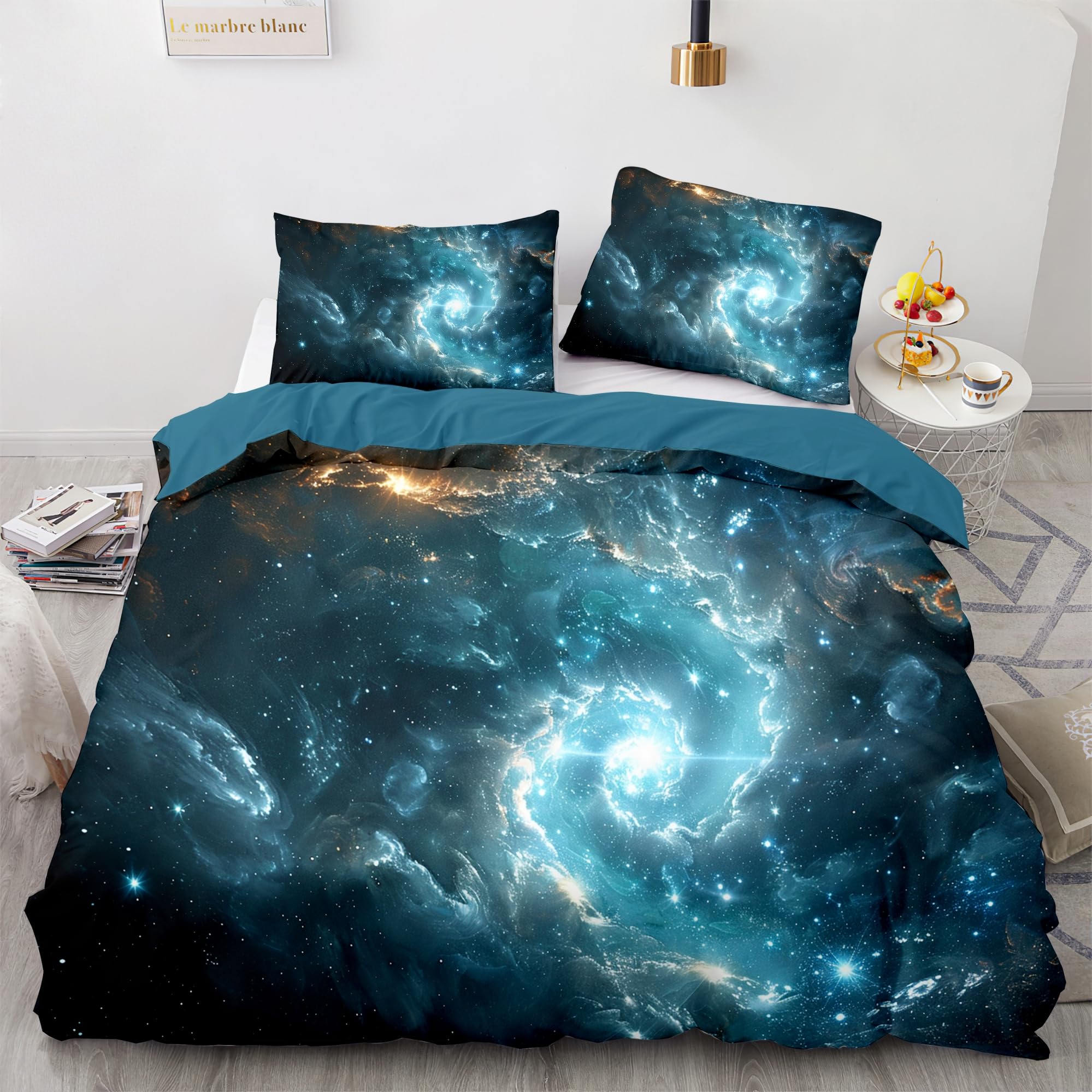 Black Hole Duvet Cover for Kids Boys Girls Teens Queen Lightweight Quilt Cover Galactic Storm Bedding Set Bedroom Decor No Quilt (135x200cm) gray