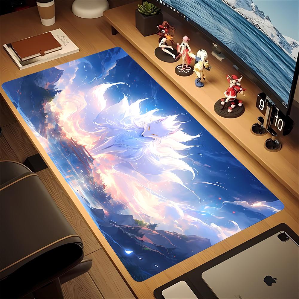 Mousepad Anime Fox Kawaii Mouse Pad Pc Gaming Accessiores Non-slip Large Mausepad with Lockedge Deskmat Podkladka Pod Mysz