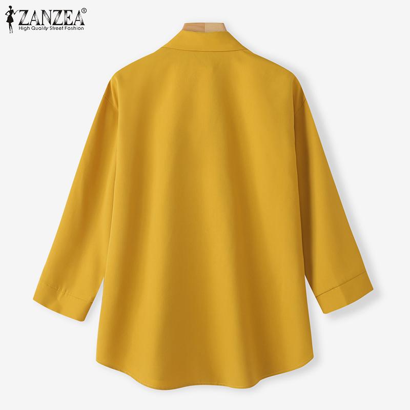ZANZEA Women Casual Classic Collar Solid Color Loose Long Sleeve Button Blouse