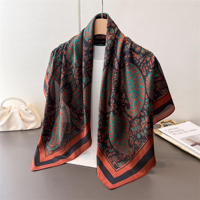 Style Horse Title Buckle Simulation Silk Printing Large Square Scarf Silk Scarf Shawl Headscarf Beach Scarf Neck Protection Scarf