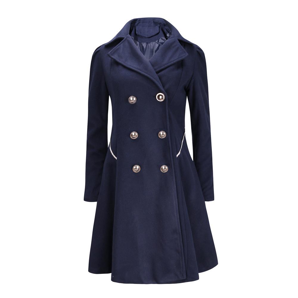 Womens Winter Warm Ladies Lapel Stylish Long  Coat Trench Outwear Jacket