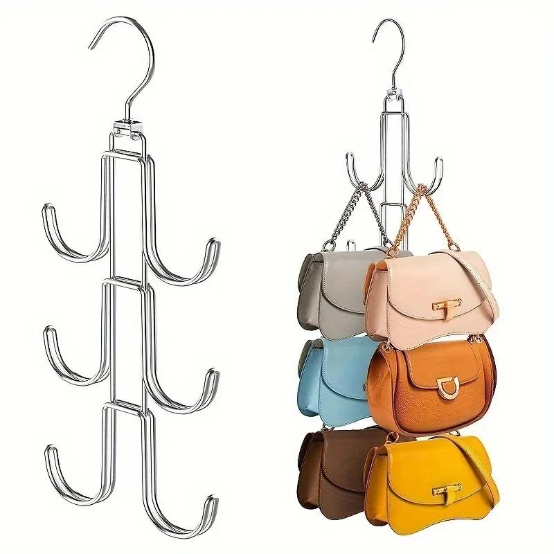 360° Rotating Handbag Hanger Multi-Layer Hanging Bag Organizer for Closet Wardrobe Space-Saving Handbag Display Hook