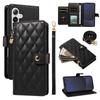 For Samsung Galaxy S24 FE Wallet Case with Straps,Rhombus Leather Stand Phone Cover