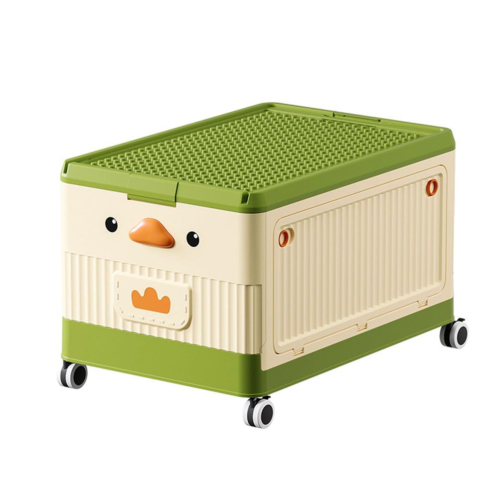

[Suitcase Company] GPT Toy Box, Toy Storage Box, Large Capacity Foldable Container with Lid, Side Opening, Casters, Plastic, for Boys and Girls, Chick
