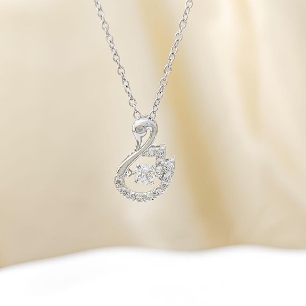 Korean Cute Swan Necklace for Women - Luxury Diamond Inlaid Fashion Pendant Choker