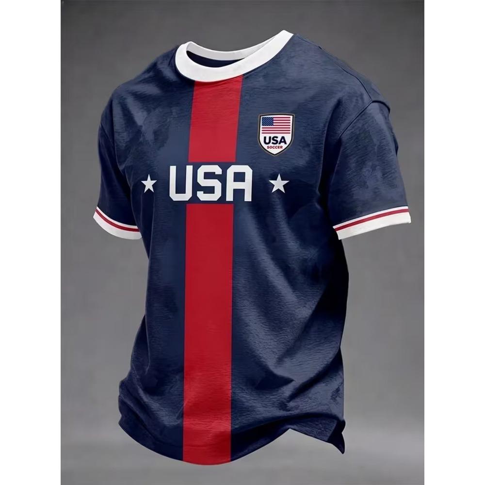 Fashion and casual street style, American Star-Spangled Banner pattern sports football jersey, daily wear for training and competitions