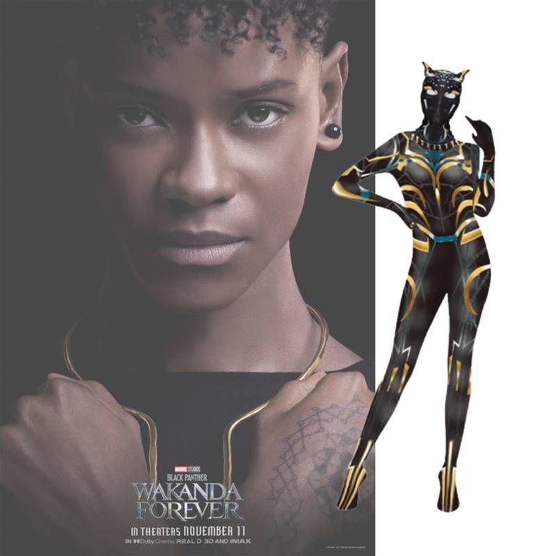 Black Pantherwakanda Forever Letitia Wright Women's Elastic Bodysuit Headwear Cospaly