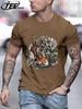 Japanese Harajuku Lotus Koi Print T Shirt Men Fashion AllMatch Streetwear Crewneck Cotton Clothing Unisex Summer Loose TShirts