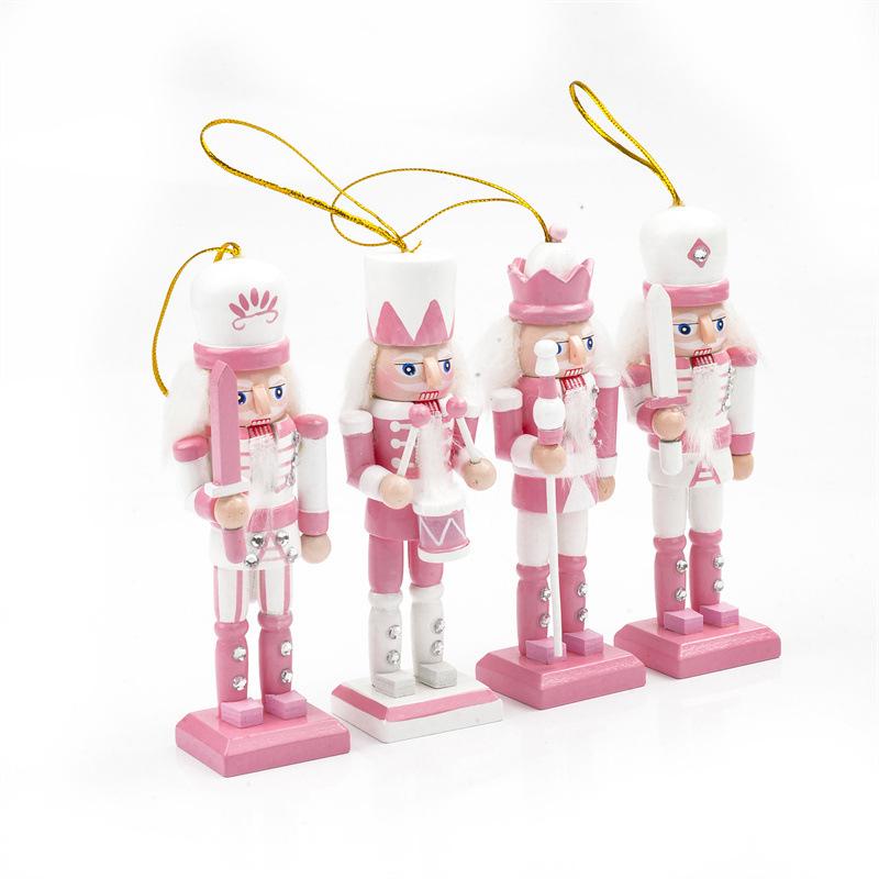 12 cm Nussknacker Miniaturen Rosa Serie Nussknacker Puppen Ornamente Desktop Dekoration Cartoons Walnüsse Soldaten Band Puppen