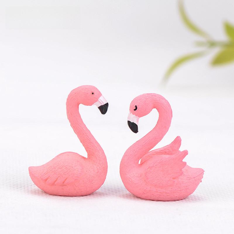Colorful Pvc Flamingo Animal Keychain And Cake Topper Miniature Decor Piece