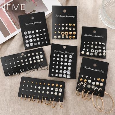 20 paia/set zircone oro perle artificiali orecchino cuore geometrico orecchini in argento per accessori donna regalo gioielli