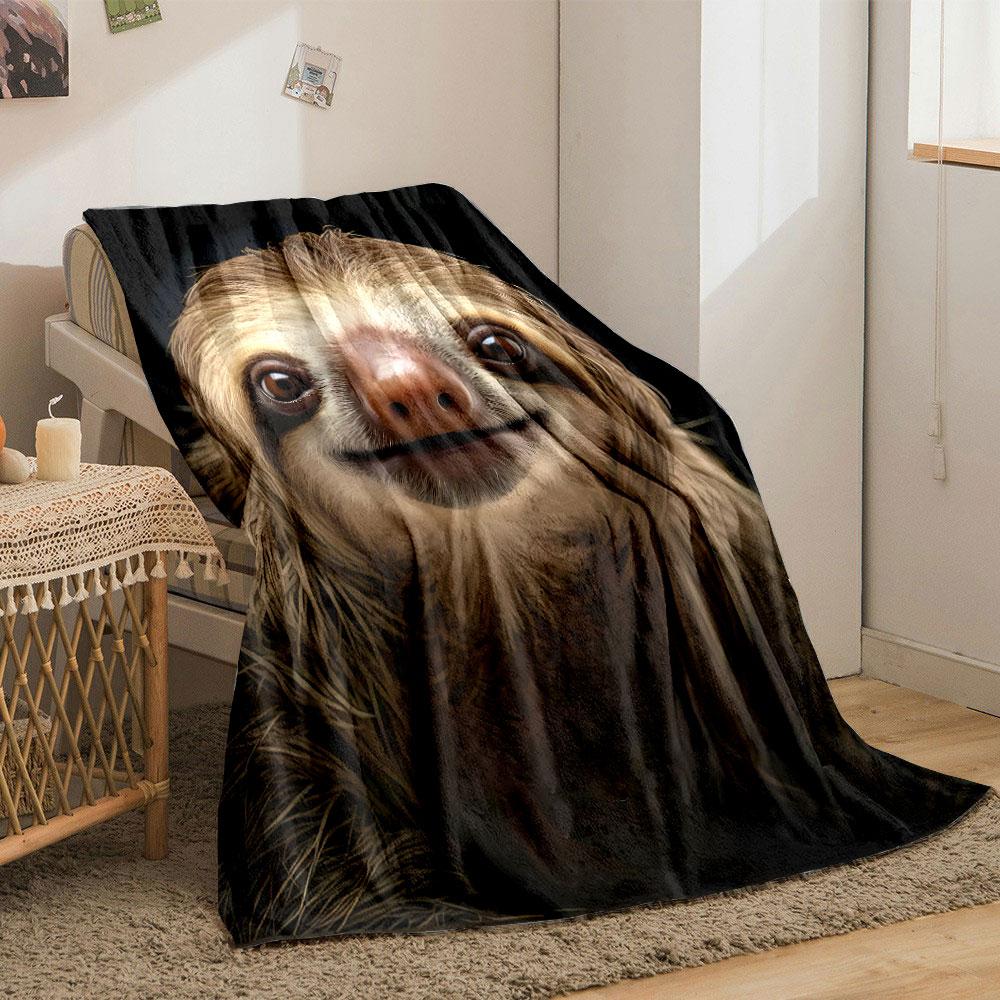 Smiling Sloth Print Blanket bedroom Blanket for Livingroom Couch lunch break Soft throw for Friend's festival Gift