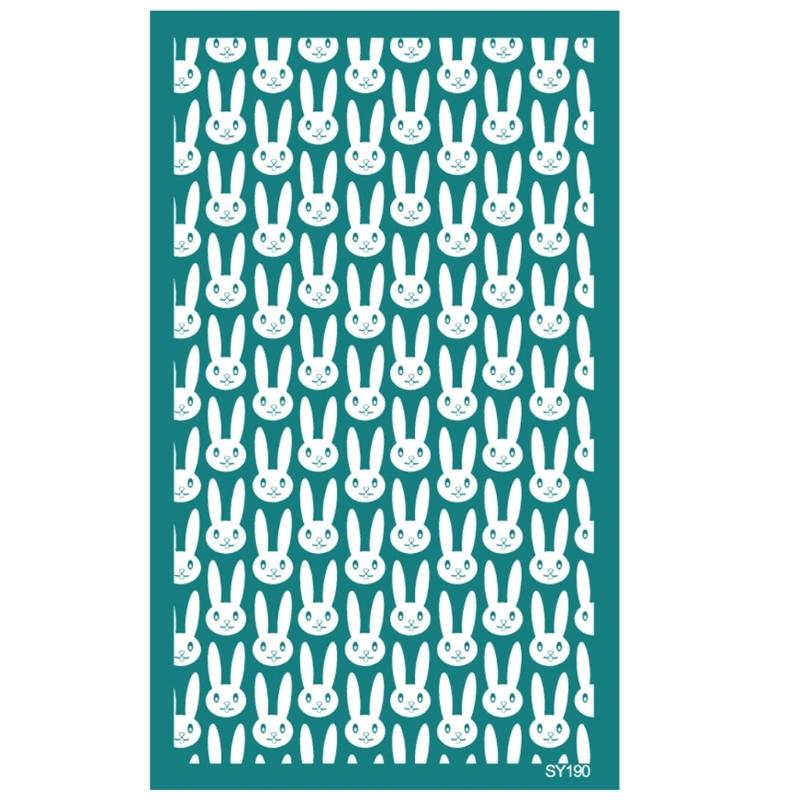 Bunnies Eggshell Silkscreen Print Stencils 6.3x4Inch Washable for Clay Earrings Jewelry Making Printing on Clay Fabric