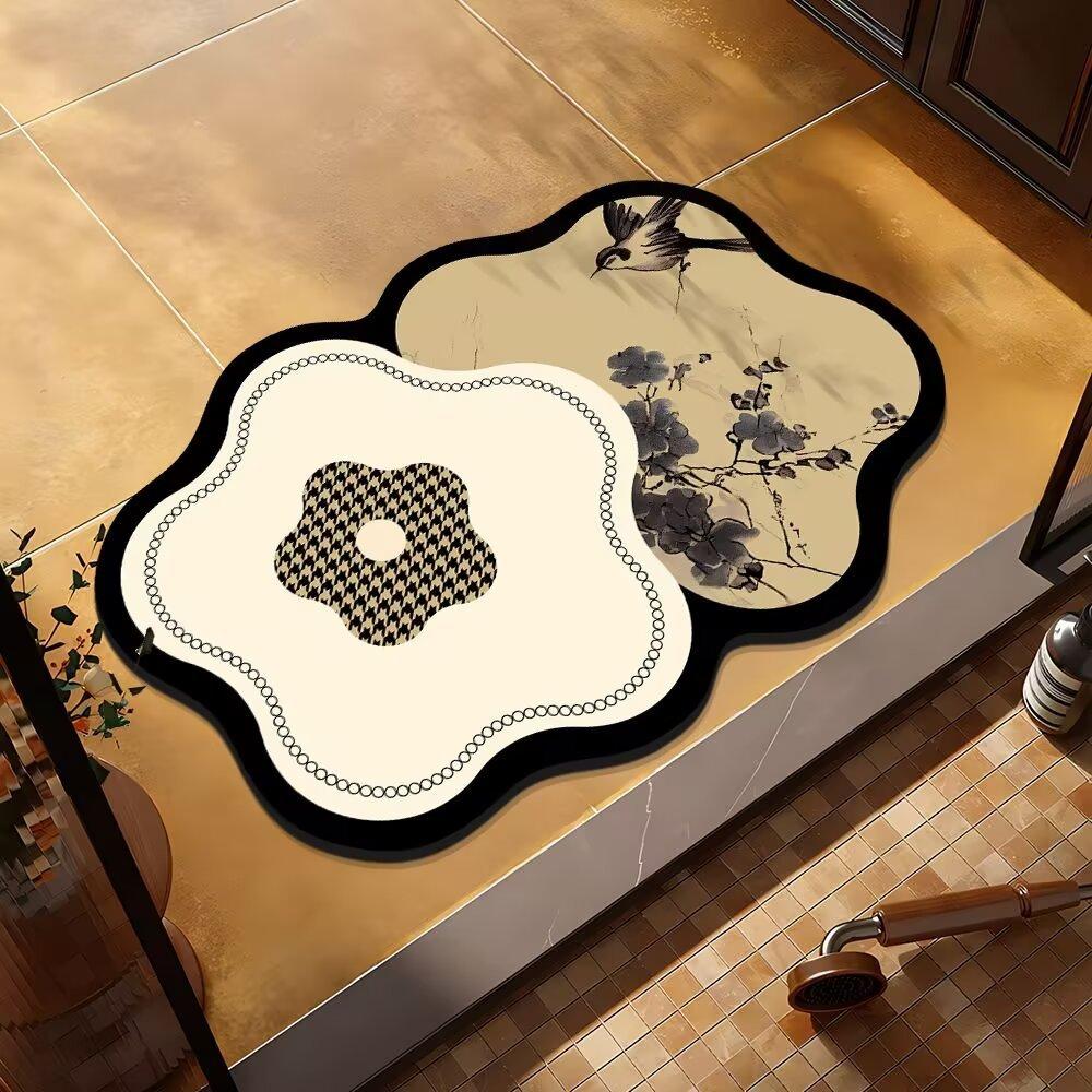 Special-shaped Flower Bathroom Floor Mat Washroom Door Wash Under Non-slip Absorbent Wear-resistant Foot Mat Door Mat