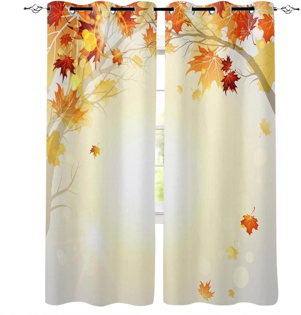 Herbst Ahornblätter Vorhang Herbst Pflanze Natur Szenerie Aquarell Muster Gardinen Küche Schlafzimmer Wohnzimmer Fensterbehandlung Polyester Ideal Für Bereich