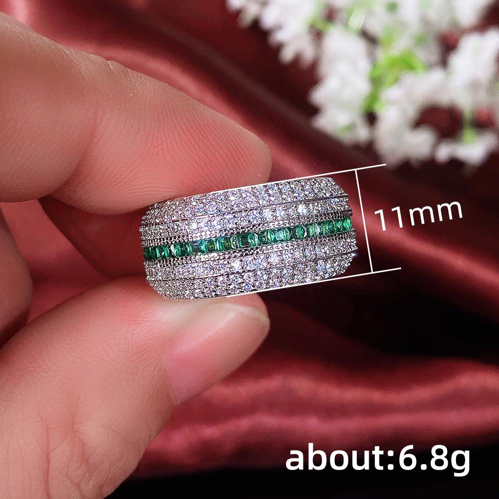 Huitan Bling Bling Green/White Cubic Zirconia Rings Women Gorgeous Wedding Party Finger Accessories High Quality Fashion Jewelry