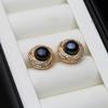 New Natural Freshwater Pearl Earrings For Woman,Flat 18k Gold Palted Pearl Earrings Wife Anniversary Gift White Pink Black