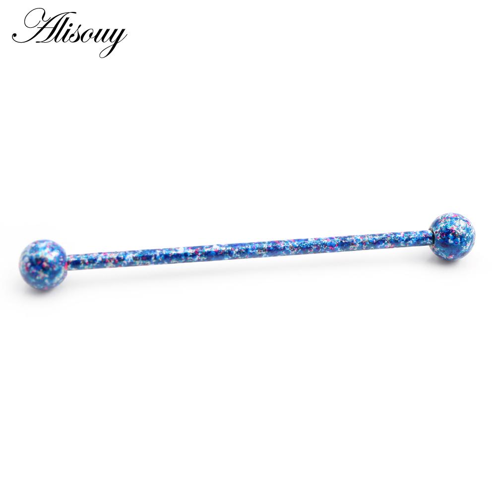 Alisouy 2PC Candy Backfarbe Edelstahl Kugel Ohrring Piercing Industrial Barbell Bar Gerüst Ohrknorpel Helix Schmuck
