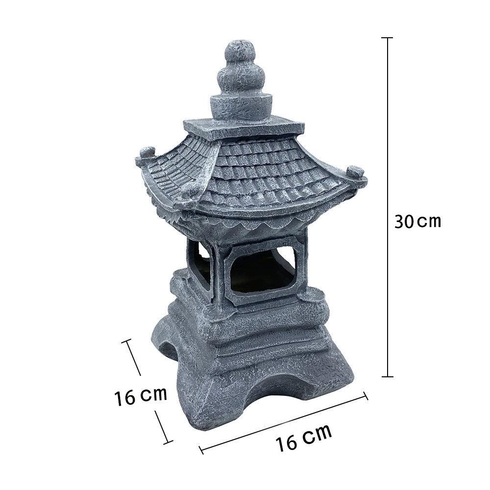 Zen Solar Stone Pagoda Lantern - Outdoor Resin Ornament for Garden and Courtyard Decor