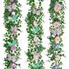 1PC Plastic Handmade Artificial Eucalyptus Leaf Vine Romantic Simulation Flower Vines Festival Laser Butterfly Home Decoration