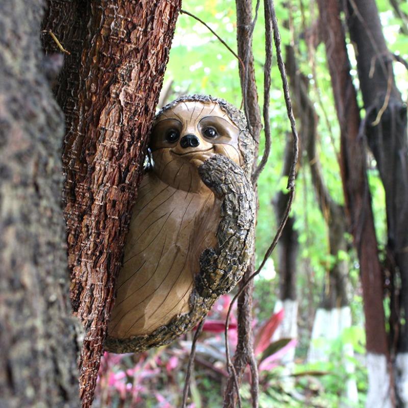 Outdoor Sloth Pendants, Garden Statues, Courtyard Tree Faces, Tree Hanging Decorations, Resin Handicrafts