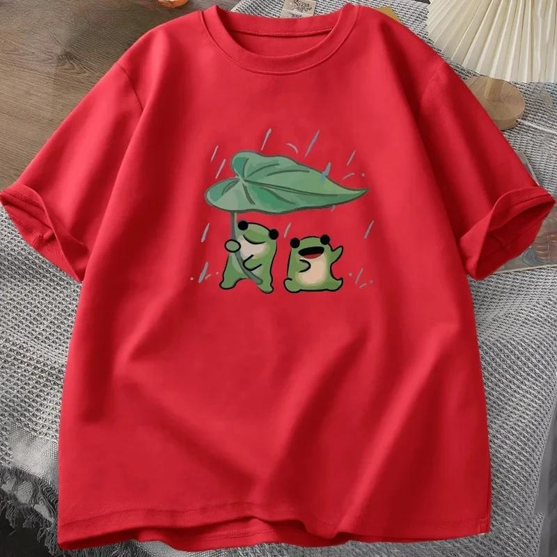 

Cute T Shirt Funny Frogs Rain Love Women T-shirt Short Sleeve T Shirts Summer Short Sleeved Harajuku Streetwear Tops Tees 4XL