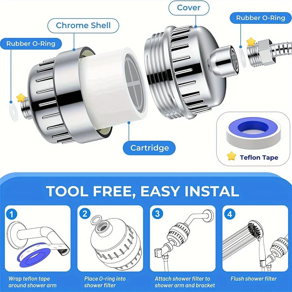 20 Stages High Output Shower Water Filter Remove Chlorine Heavy Metals Filtered Showers Headhower Head Soften For Hard Water