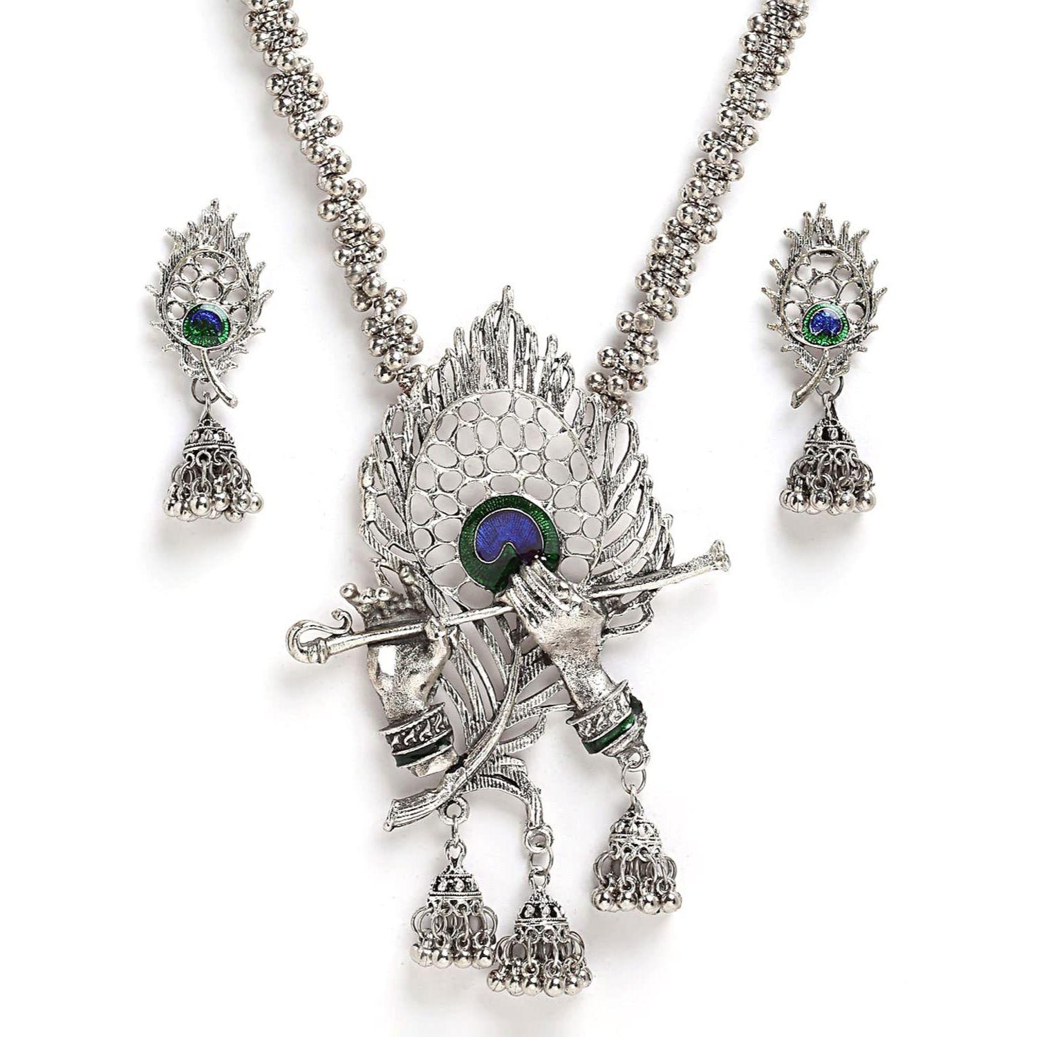 Последний стильный дизайн, изысканный традиционный набор украшений-ожерелья из окисленного серебра для женщин