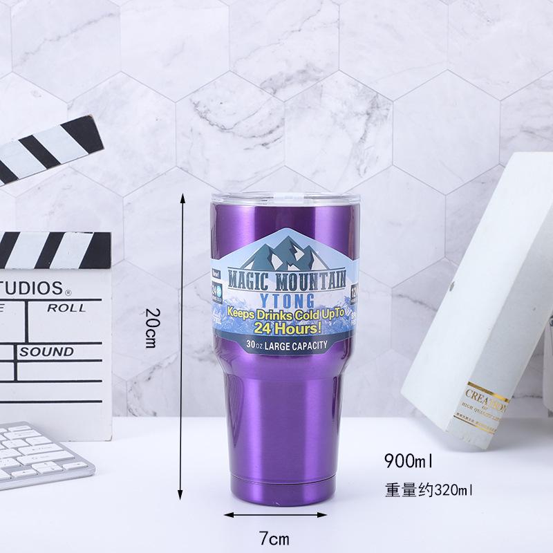 30OZ Travel Stainless Steel Tumbler with Magnetic Lid Insulation Thermos Cup with Straw Mug Car Cold Drinking Cups