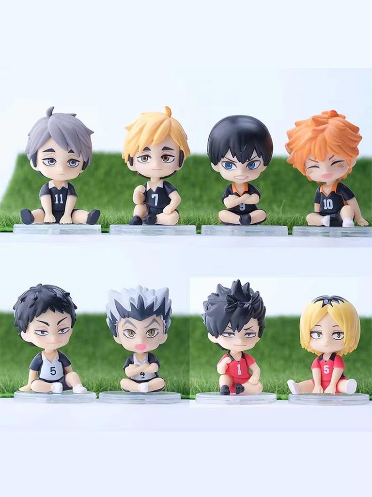 8Pcs Volleyball Juvenile Youth Toy Anime Character Models, PVC Doll Models,Q-Version Models,Car Decorations, Cake Toppers Toys