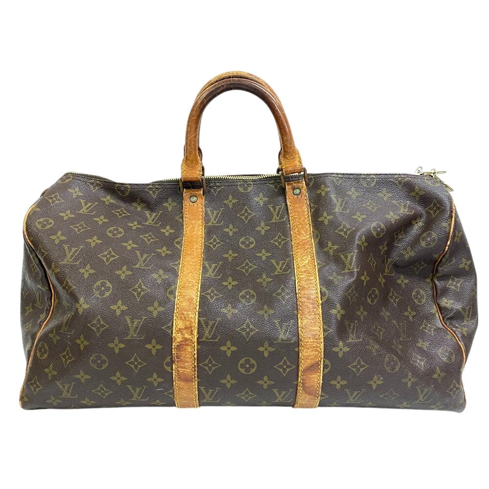 Louis Vuitton M41426 Vintage Monogram Pattern Leather Kiepol 50 Boston Bag Brown Leather Unisex Used