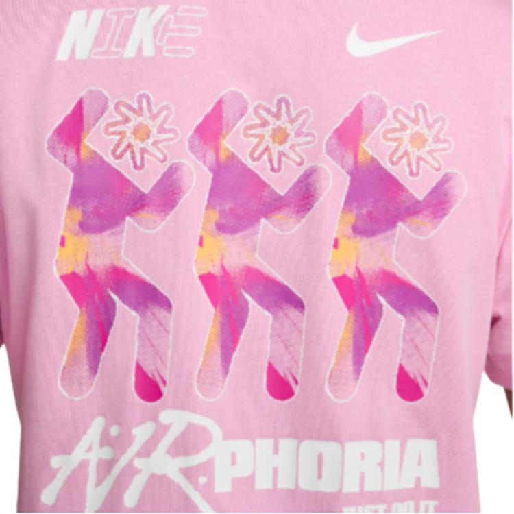 Nike Sportswear Letter Print Pattern Ribbed Crew Neck Sports Short Sleeve T-Shirt Men Tops Pink FZ4794-621