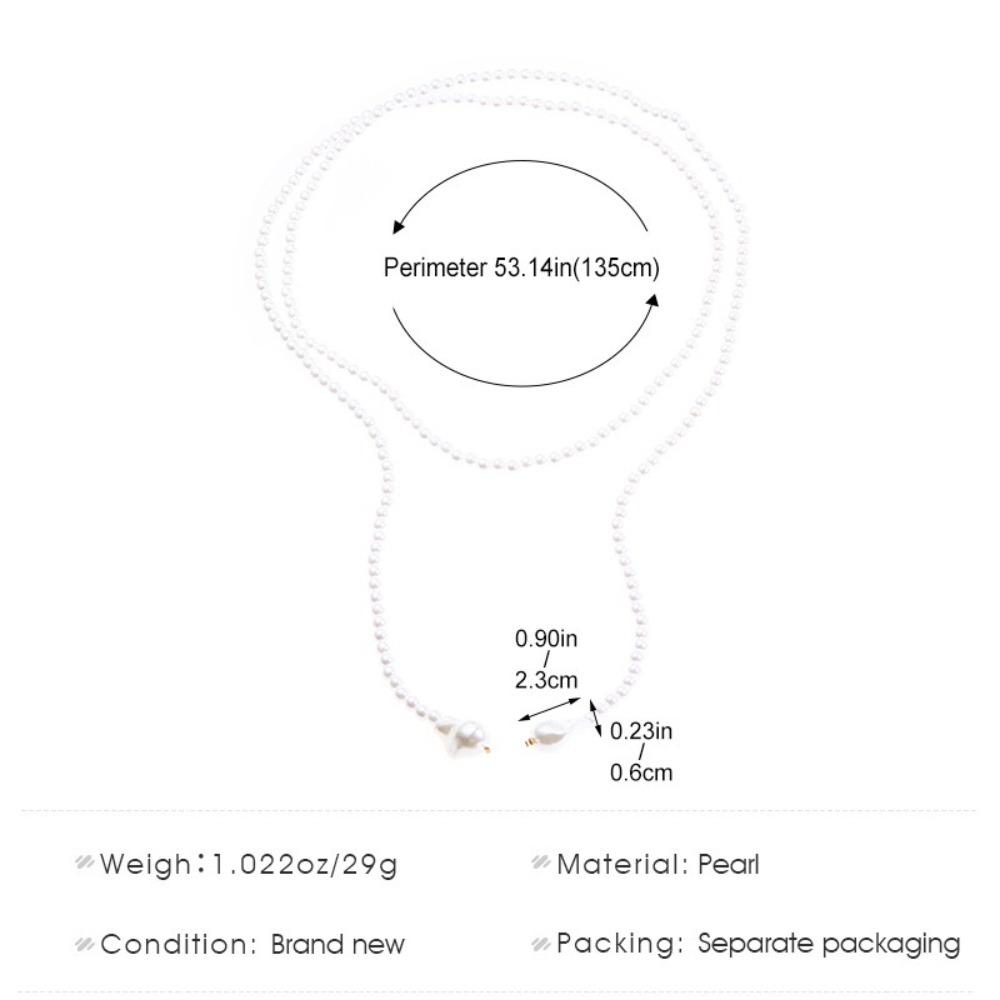 Retro Long Imitation Pearl Y‑Shape Necklace Baroque Pearl Pendant Multi‑Layer Wrap Sweater Chain for Women Dress Jewelry Gifts