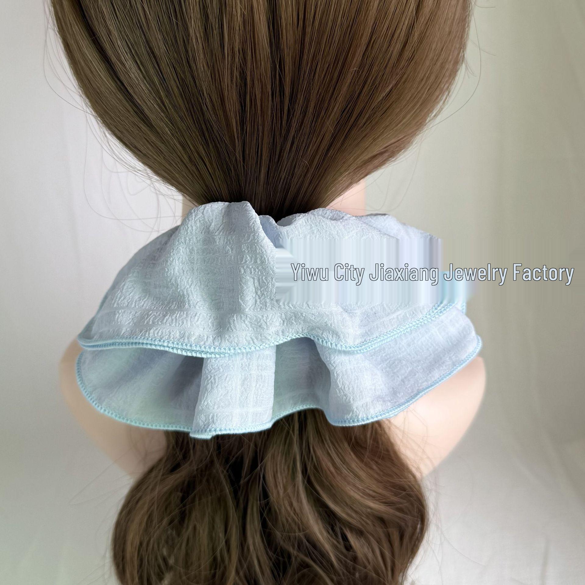 Korean Style Dopamine Color Pleated Hair Tie - Spring Summer Elastic Lace Ponytail Holder