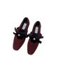 Gentle little fragrant Mary Jane shoes winter 2025 French temperament elegant bow fairy velvet single shoes woman