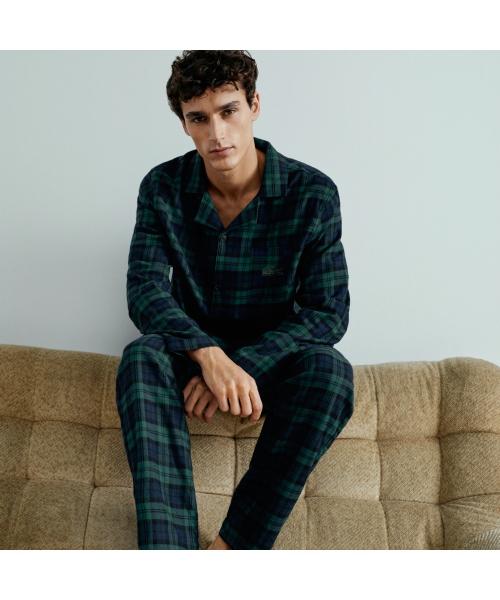 [Lacoste] Мужской фланелевый клетчатый хлопковый комплект пижамы 4H5049-55N YZP [Отправка из Кореи] 100% Оригинал S