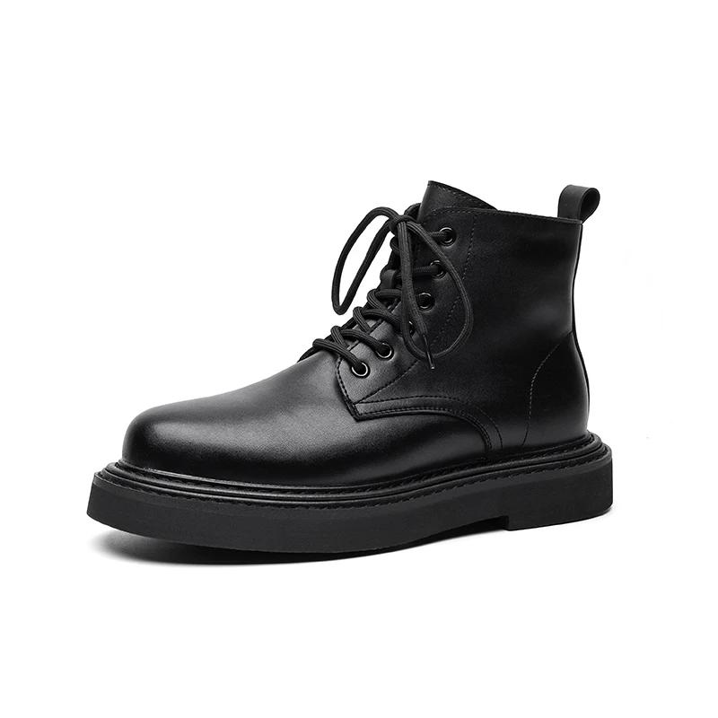 

Модные мужские ботинки челси из спилковой кожи 2024 года, ботильоны на платформе, мужские мотоциклетные ботинки с толстой подошвой, весенние мужские повседневные туфли на толстой подошве 44 чёрный