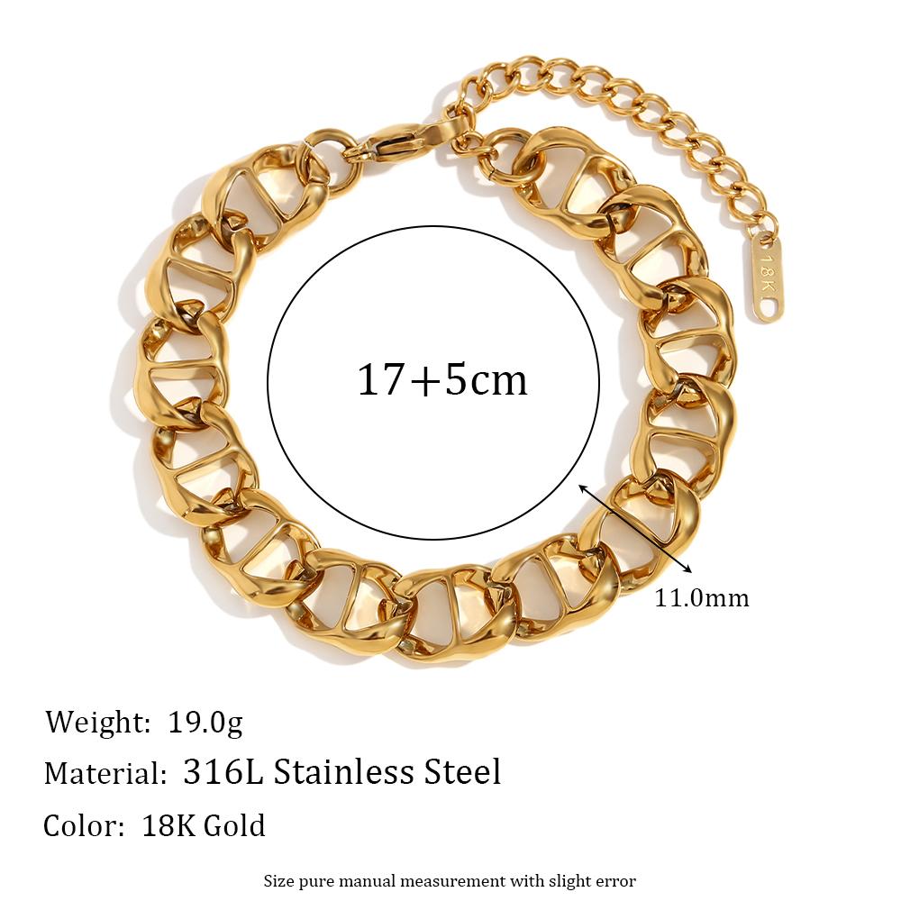 MamacitaSlay Stylish 11mm Wide Pig Nose Buckle Chain Gold Plated bracelet stainless steel women s jewelry Daily Accessories 17cm золотой