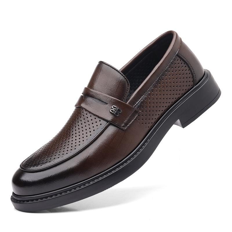 2024 Men's Summer Leather Slip-On Loafers - Casual Business Style with British and Korean Influences