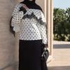 Womens Retro Long Sleeve Shirt Polka Dot Lace Patchwork Slim Fit Casual Top 2026