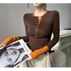 American Color Block Fashion Faux Two-Piece Long Sleeve Slimming Autumn Top