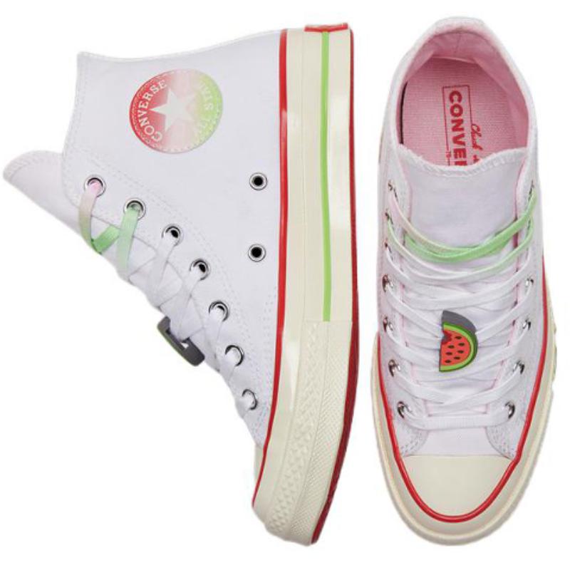 Converse 1970s Chuck Taylor All Star Watermelon Trend High-Top Canvas Shoes Unisex White with Pink