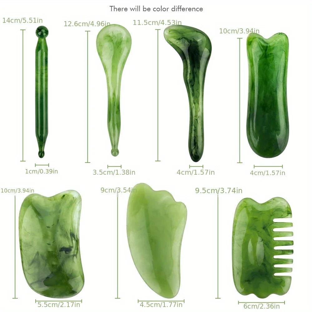 7PCS Guasha Beauty Massage Scraping Massage Scraper Natural Resin GuaSha Tool Massage Tools Set For Face Back And Neck Skin Care