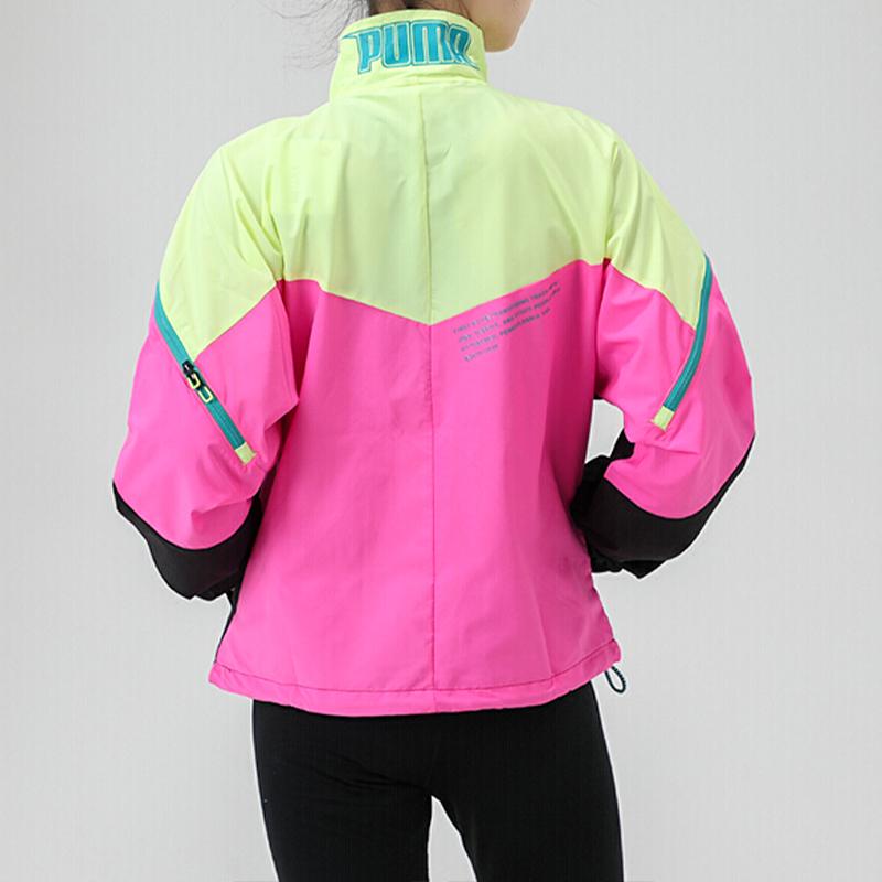 Puma First Mile Xtreme Colorblock Stand Collar Windbreaker Training Jacket Women Jackets Black Yellow Pink 519567-02