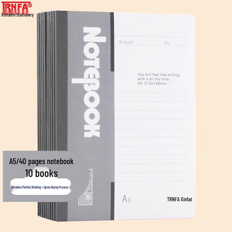 Xinfan A5 Softcover Notebook (10-Pack Grey)